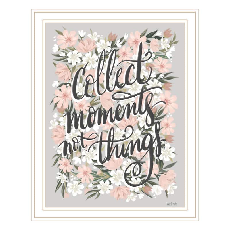 TrendyDecor4U Contemporary "Collect Moments Not Things" Framed Print Wall Art - White