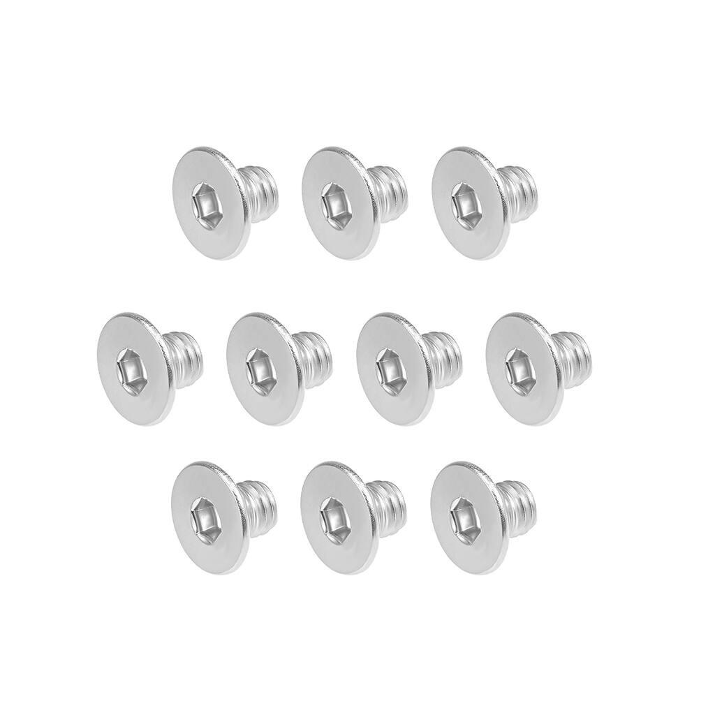 M8x10mm Flat Head Machine Screws Inner Hex Screw 304 Stainless Steel Bolts 10Pcs - Silver Tone