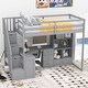 preview thumbnail 3 of 31, Twin Size Loft Bed with L-Shaped Desk, Storage Drawers, Cabinet, and Staircase, Space-Saving Design, Grey