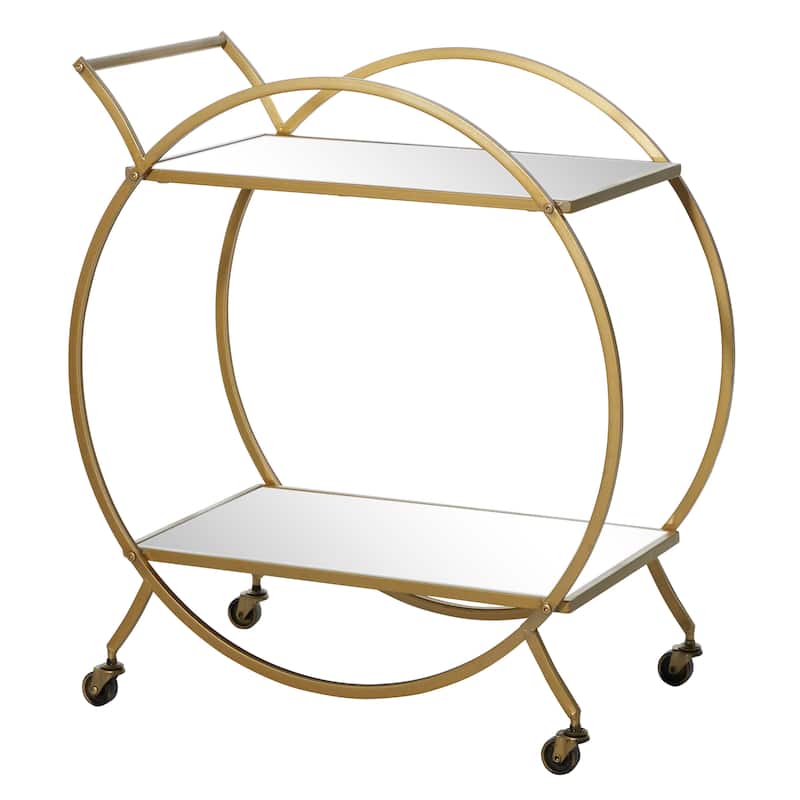 Metal Contemporary Bar Cart with Wheels