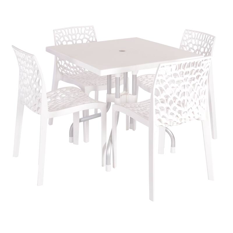 Lyra Square Table and Karissa Patio Chairs 5-Piece Outdoor Lounge Set