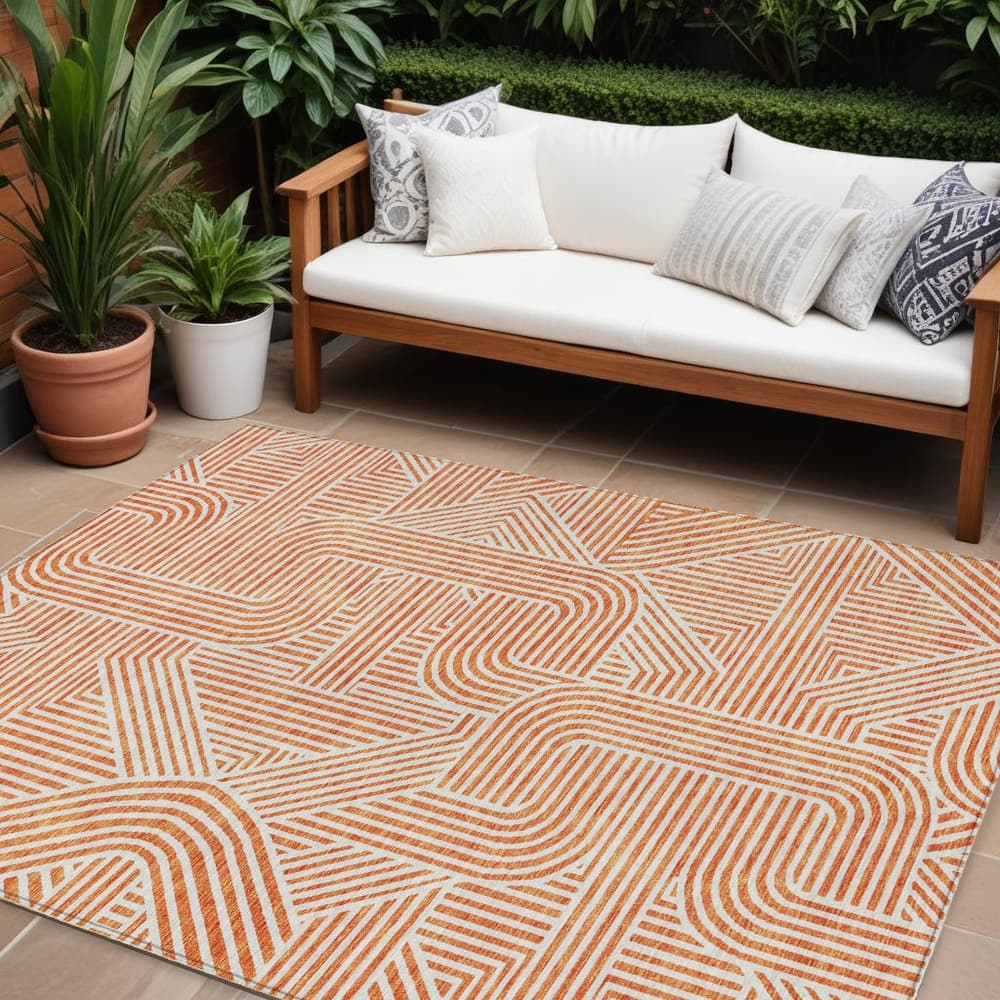 HomeRoots Abstract Transitional Rectangle Outdoor Rug