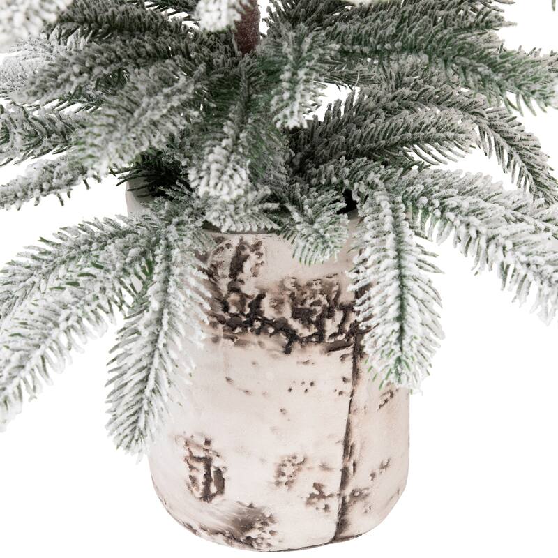 Heavily Flocked Potted Artificial Christmas Sprucetree - 24" - Unlit