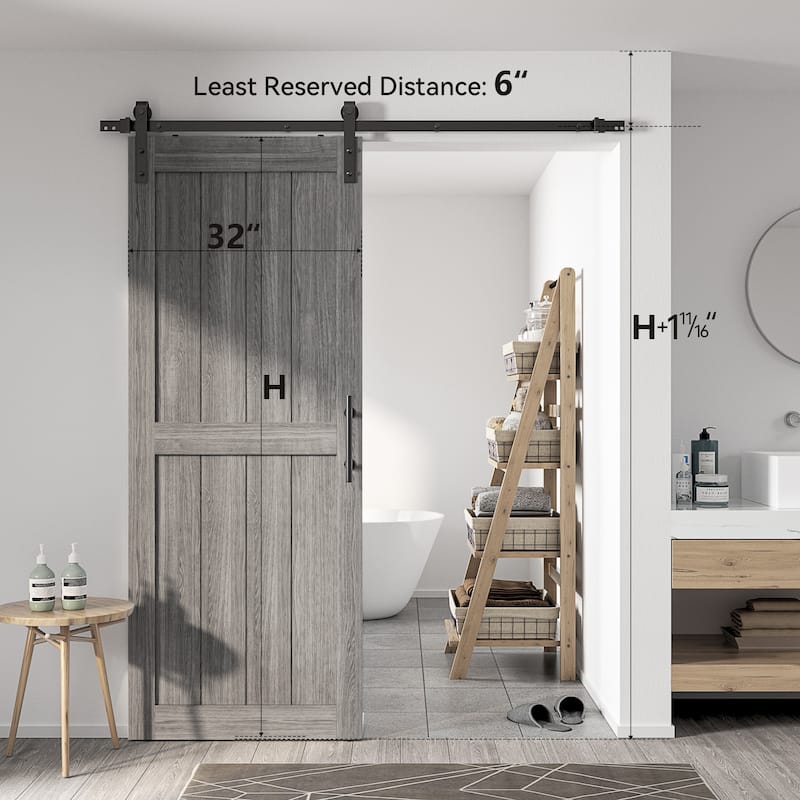 Sanding 30in./32in./36in./42in./48in.x 84in.MDF Barn Door With Sliding Hardware Kit ,Covered with Water-Proof PVC Surface