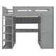 preview thumbnail 50 of 78, Twin/Full Size Loft Bed with Bulit-in Desk and Wardrobes, Solid Wood Kids Loft Bedframe with 4 Drawers and Storage Shelves