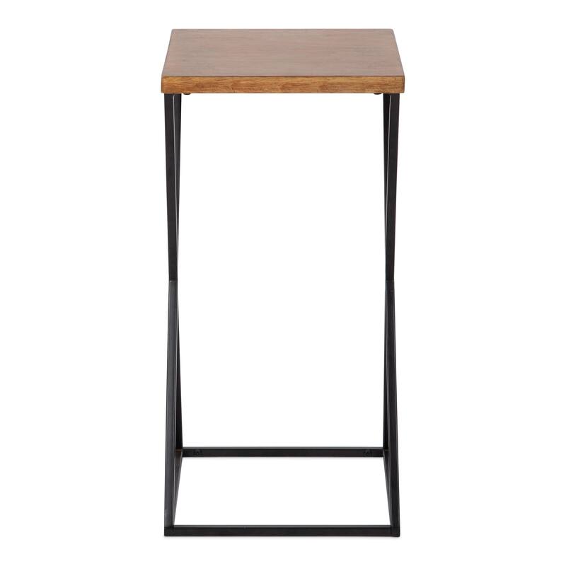 Kate and Laurel Elix Wood and Metal Table and Plant Stand