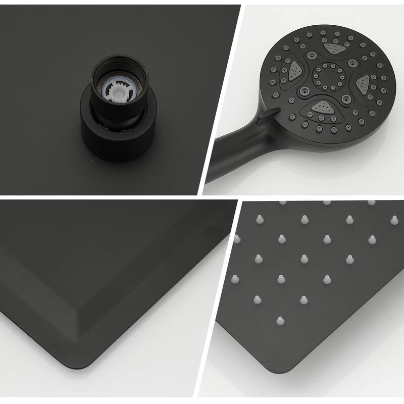 11.6 in. 7-Spray Patterns Dual Wall Mount Dual Shower Heads and Handheld Shower Head in Black