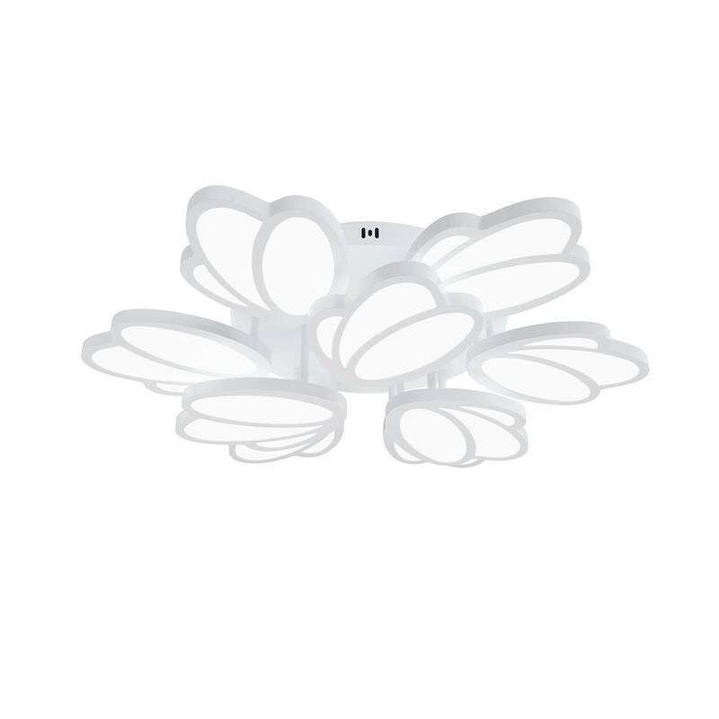Modern Dimmable Metal Flower Petals LED Semi Flush Mount Ceiling Light