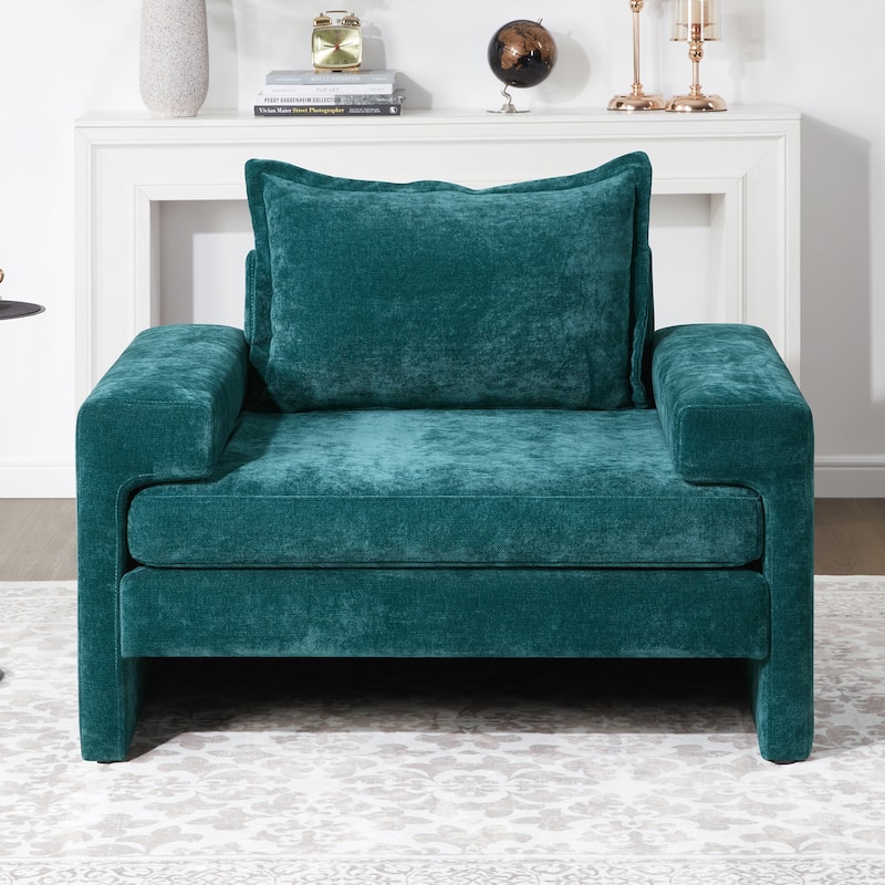 Christopher Knight Home - Wynter Oversized Chenille Upholstered Armchair with Wide Armrests and Thick Cushion