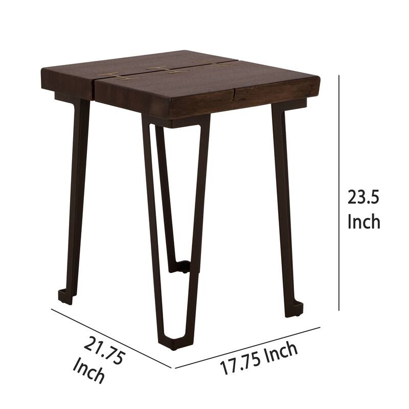 Ally Chairside Table, Gold Metal Inlays, Walnut Brown Parota 22 Inch