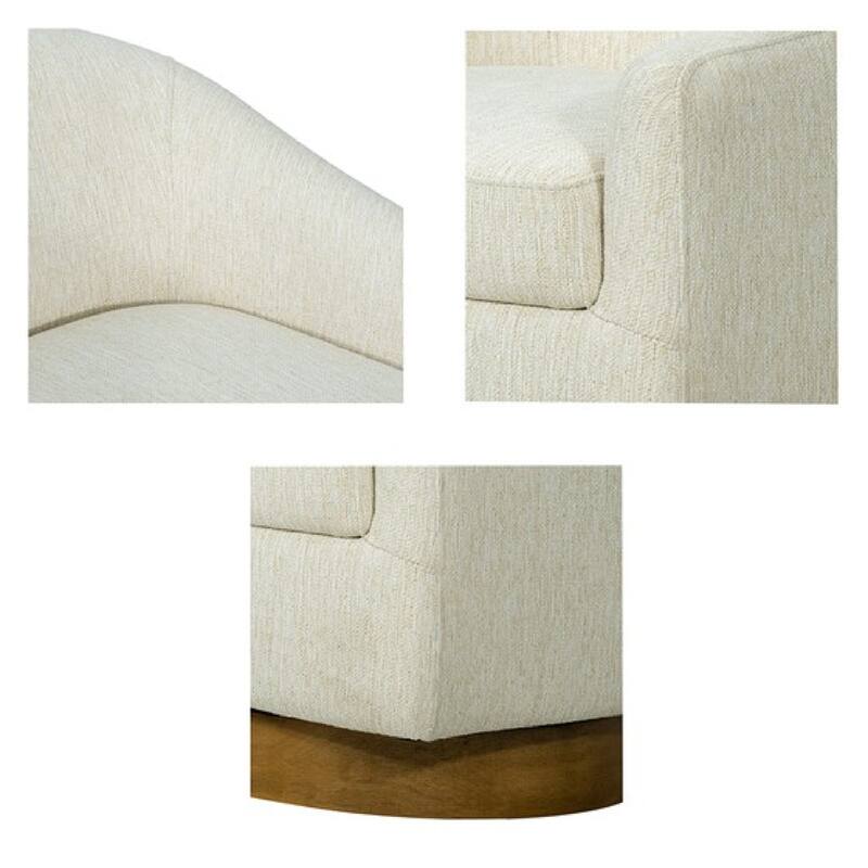 Roomfitters Modern Upholstered Swivel Barrel Chair, 360 Degree Rotating Lounge Seating with Solid Wood Base, Roomfitters, Cream