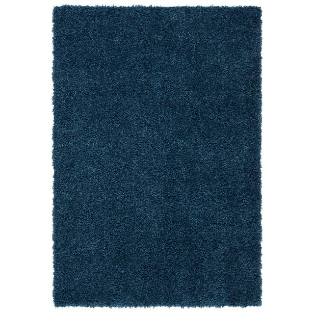 SAFAVIEH August Shag Veroana Solid 1.5-inch Thick Rug - 2' x 5' - Navy