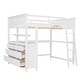 preview thumbnail 1 of 50, Full Loft Bed with Desk, Drawers & Guardrails - Study & Storage Solution