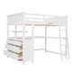 preview thumbnail 4 of 43, Full Size Loft Bed with Drawers and Writing Desk, Wooden Storage Bed with Shelves, Safety Guardrails and Ladder