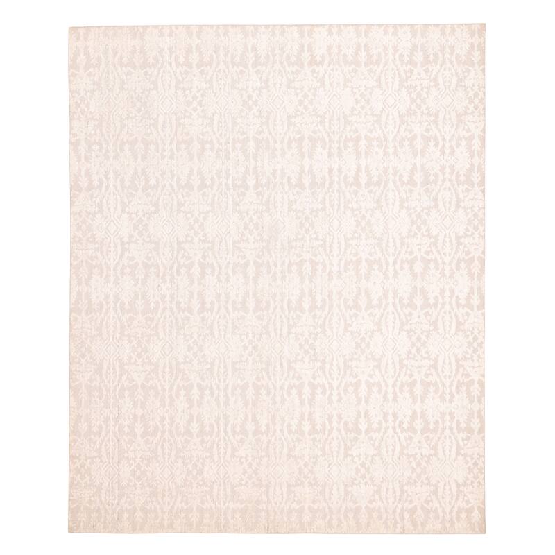 ECARPETGALLERY Hand Loomed Elysian Ivory Viscose, Wool Rug - 8'2 x 9'10