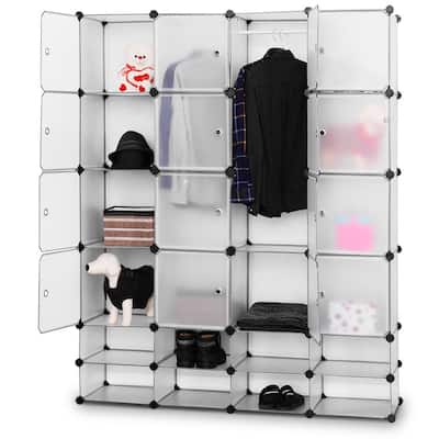 Costway DIY 24 Cube Portable Clothes Wardrobe Cabinet Closet Storage - 57.5''L x 14.6'' W x 71.3''H