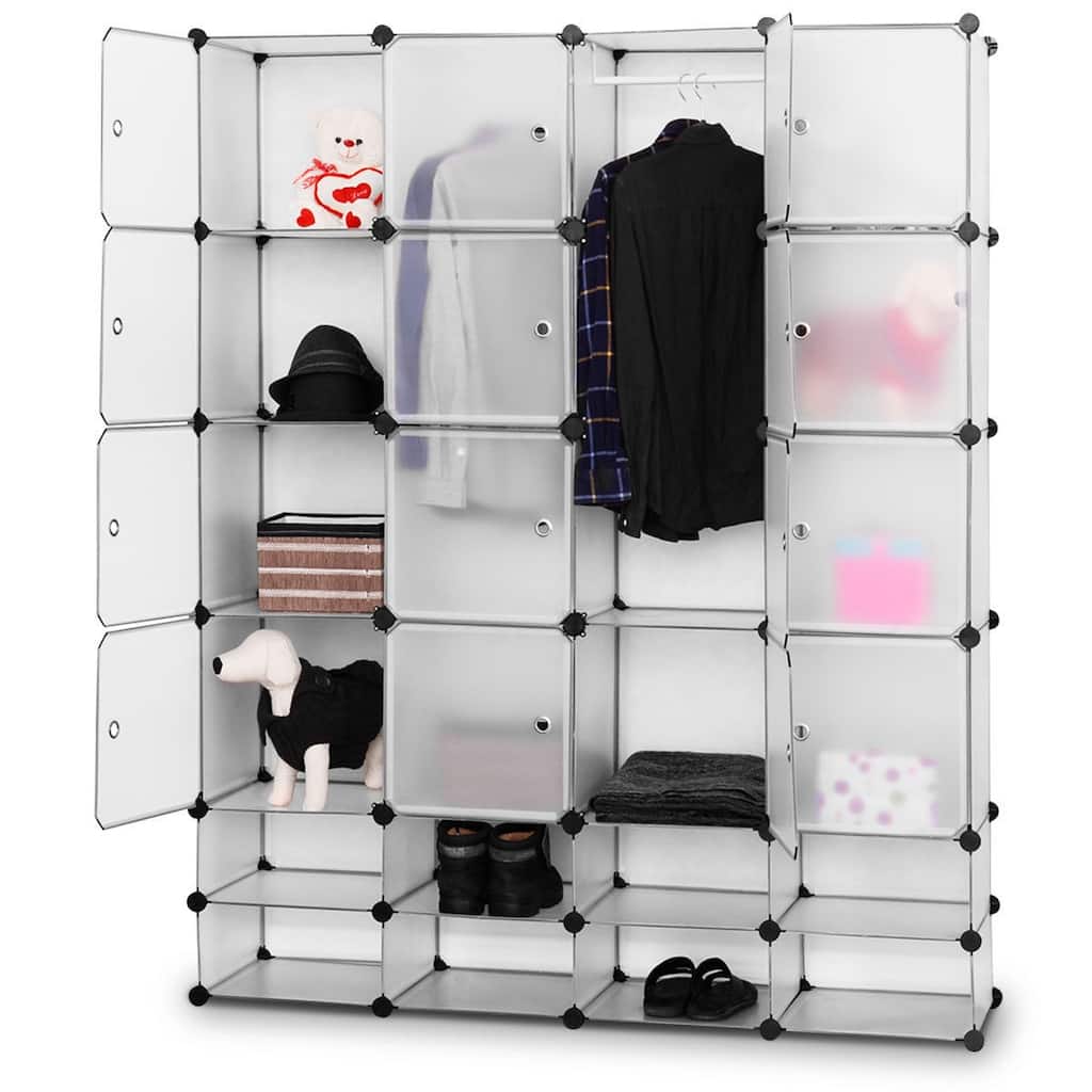 Costway DIY 24 Cube Portable Clothes Wardrobe Cabinet Closet Storage - 57.5''L x 14.6'' W x 71.3''H