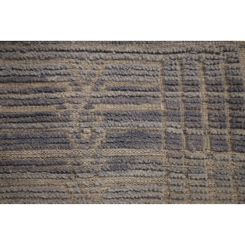 All-Over Striped Moroccan Large Area Rug Handmade Wool Carpet - 9'10"x 14'3"