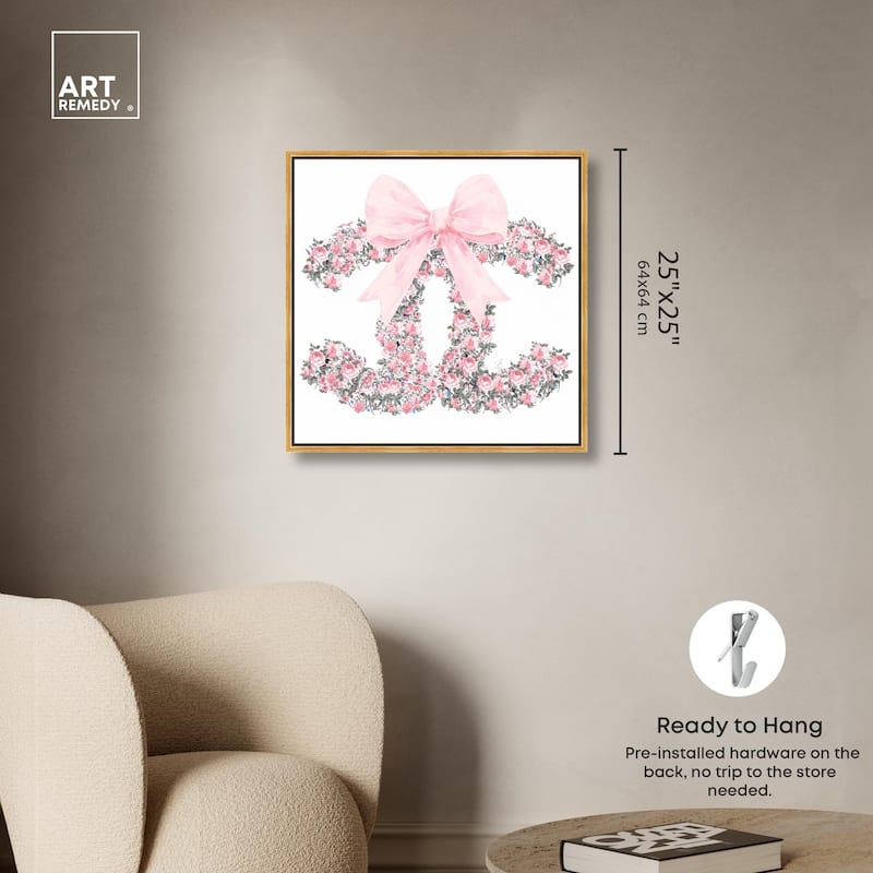 Makes Me Wonder Pink Bow Canvas by Art Remedy