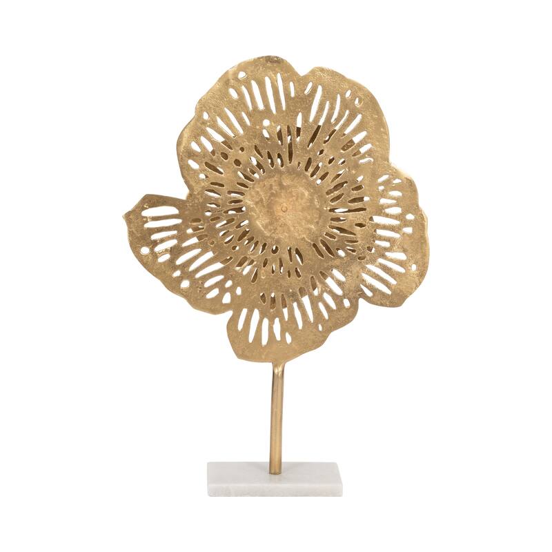 Sagebrook Home Aluminum Salma Gold Flower Statuary - Elegant Decorative Object