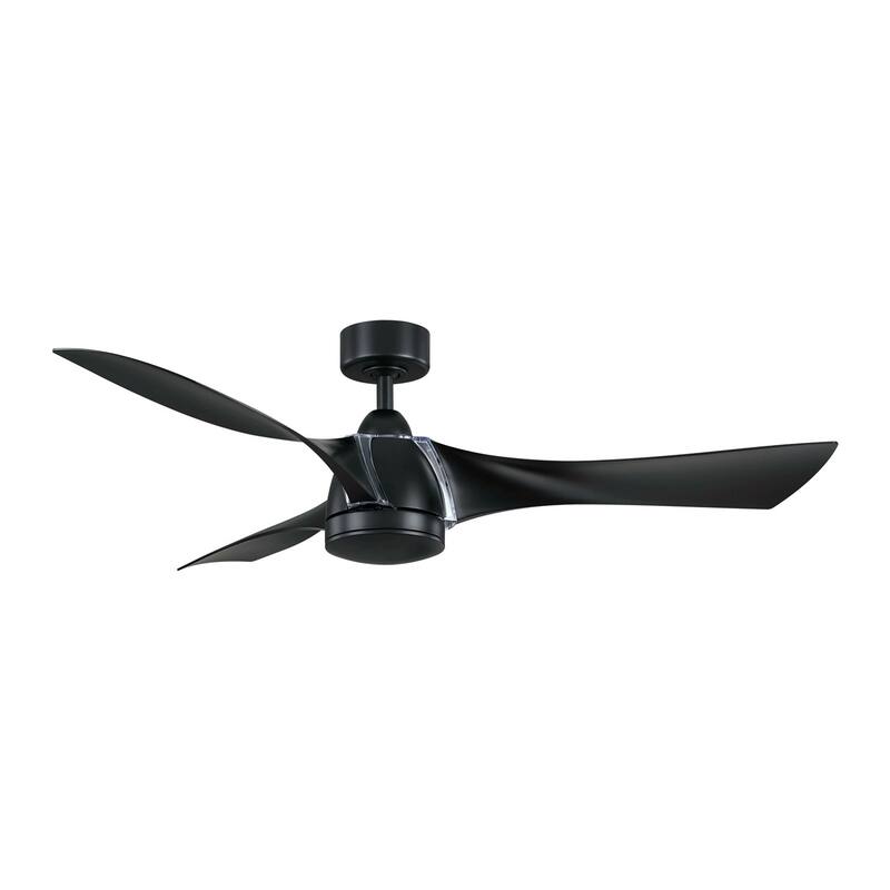 Fanimation Klear 56 inch Indoor/Outdoor Smart Ceiling Fan with LED CCT Select Light Kit and Remote - Black