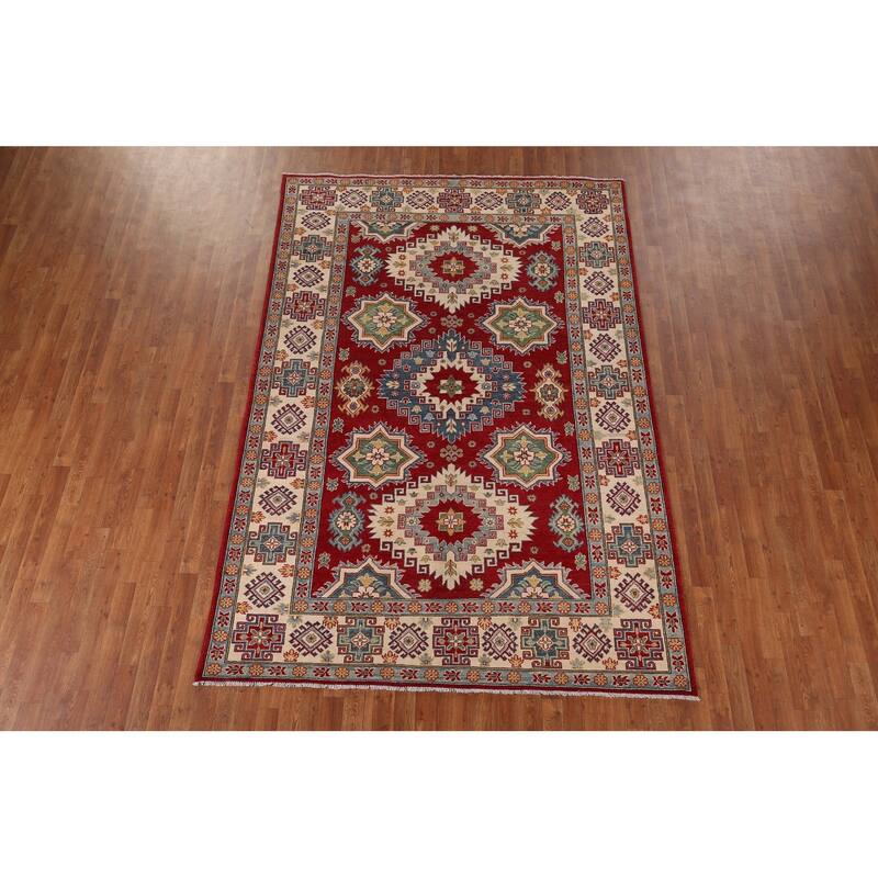 Red Kazak Area Rug Bedroom Hand-Knotted Wool Carpet - 6'7" x 9'9"