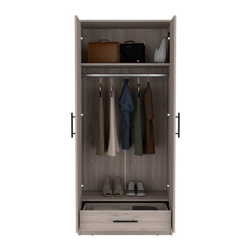 Armoire for Bedroom, Includes hanging rod,Light Gray