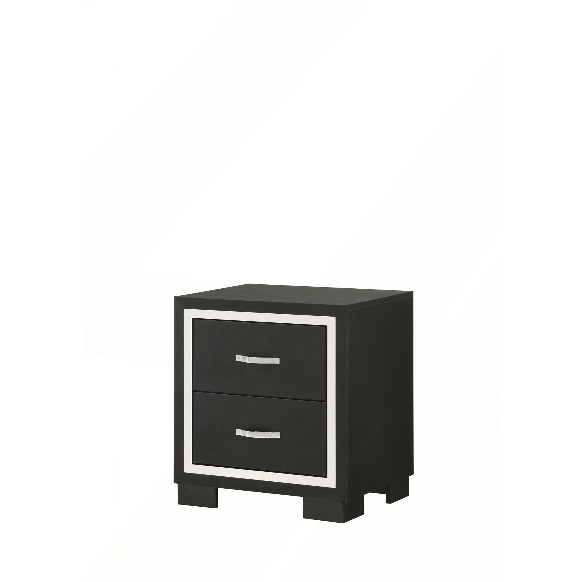 Modern 1pc Glam 2-Drawer Nightstand with Sleek Metal Handles and Wooden Construction for Contemporary Bedrooms