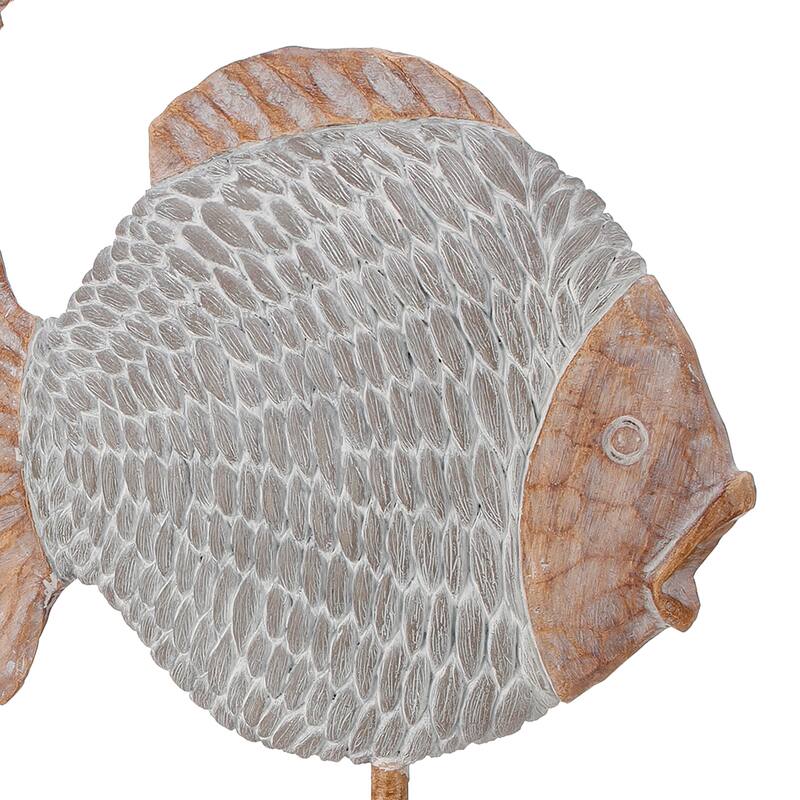 Resin 'Fabric Weave' Fish On Pedestal 12.5"T Set of 2 - 7.48
