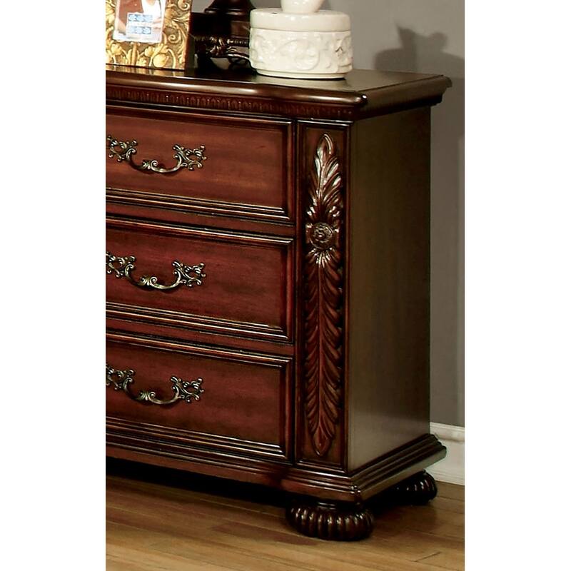 Traditional 1pc Nightstand Solid wood 3-Drawers Bedside Table Pewter Hanging Pull Grand Design Bedroom Furniture