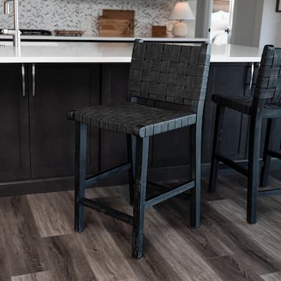 Maven Lane Noah Kitchen Dining Stool with Vegan Leather