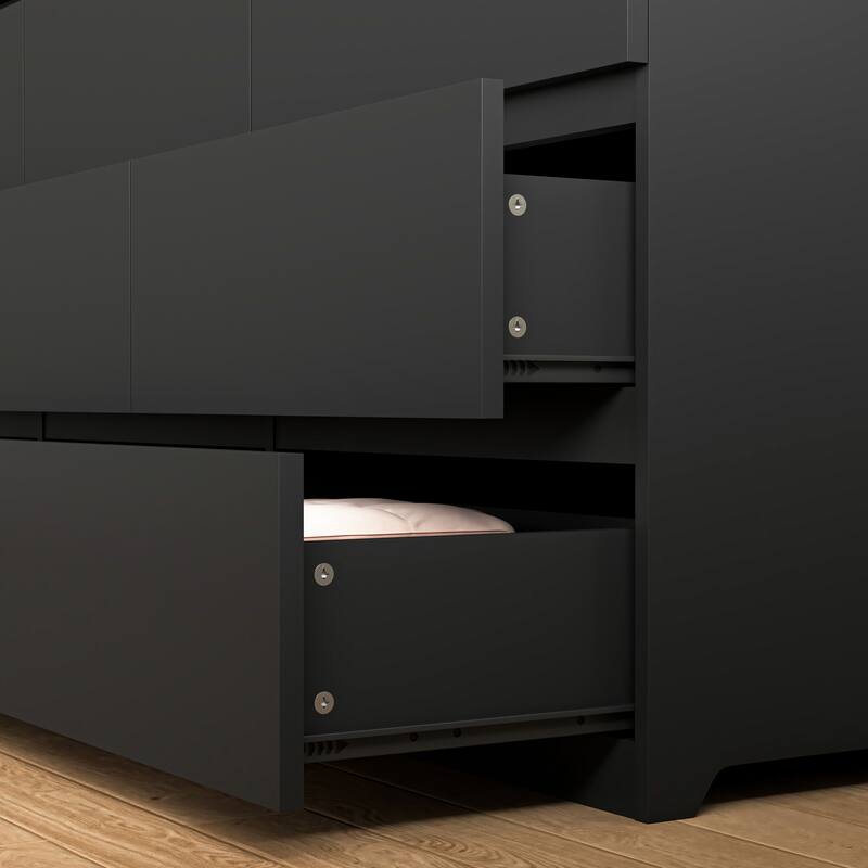 9-Drawer Cabinet for Bedroom, Wide Modern Chest of Drawers with No Handles Design for Living Room & Entryway