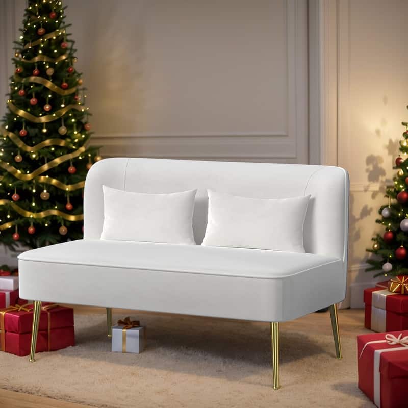 Velvet Upholstered Metal Legs Loveseat