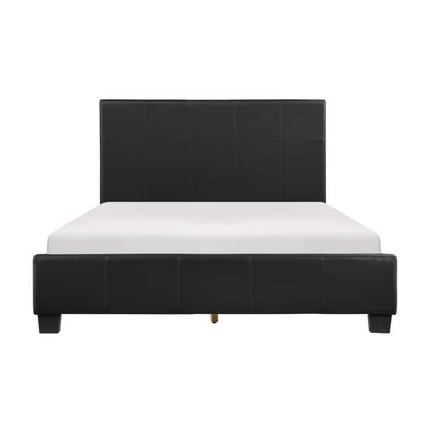 slide 2 of 6, Contemporary Design 1pc Queen Bed Black Faux Leather Upholstered Stylish Bedroom Furniture Black