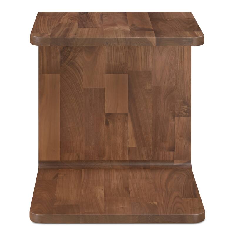 NADAAL STUDIOS Marenith Side Table, C-Side Solid Walnut Curved Edge Reversible Use, Walnut Brown