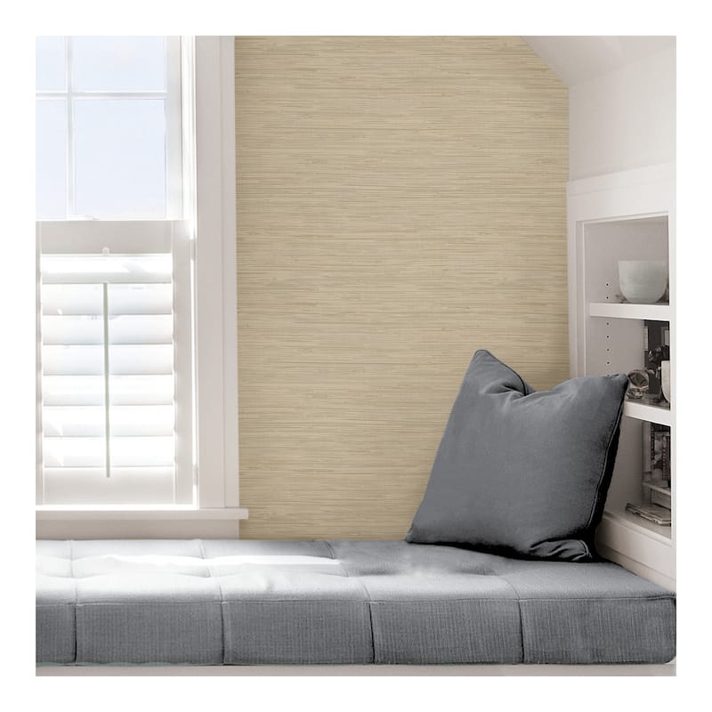 NuWallpaper Tibetan Grasscloth Cream Peel & Stick Wallpaper - 216in x 20.5in x 0.025in