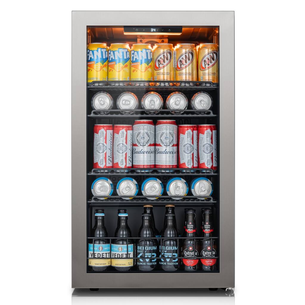 Ca'Lefort 18.9 in. W Single Zone 130-Can Beverage Cooler Freestanding Refrigerator Glass Door.