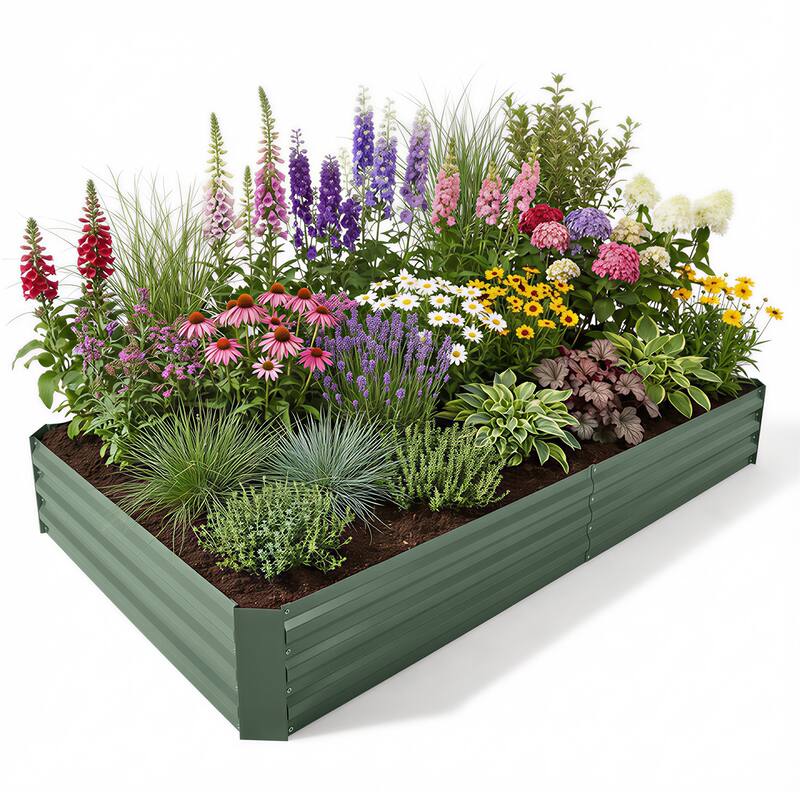 Aoodor 8x4x1ft Metal Raised Garden Bed - 8' x 4' x1'