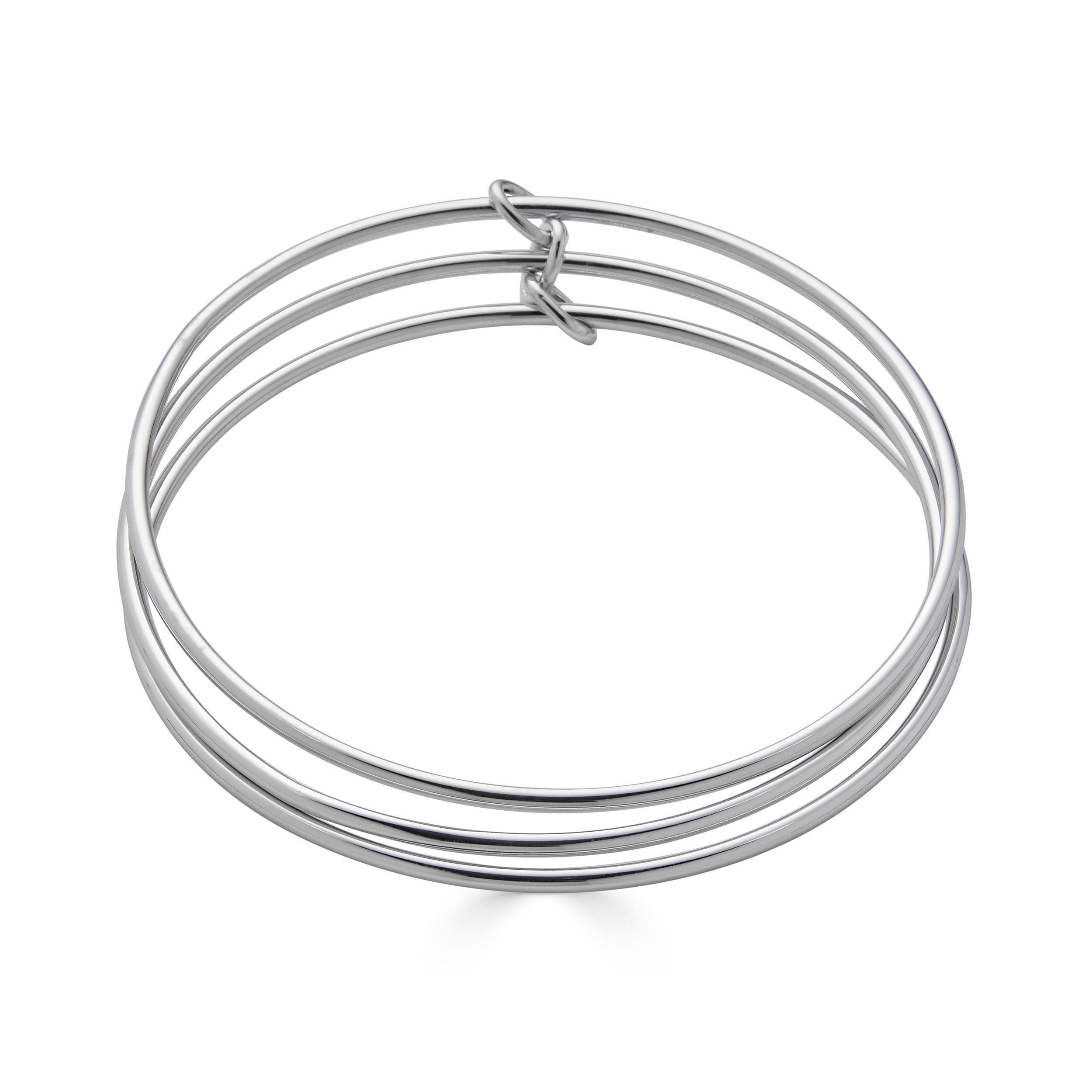 Au Naturale Italian Sterling Silver 2mm Slip-on Triple Bangle