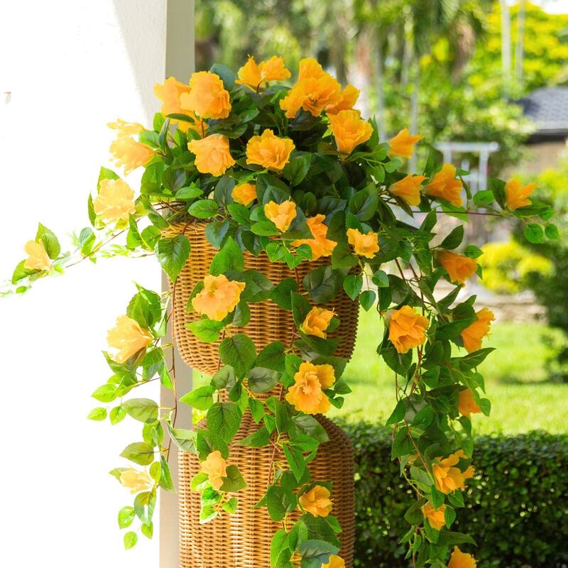 41-in UV Resistant Artificial Hibiscus Hanging Plant - Set of 2