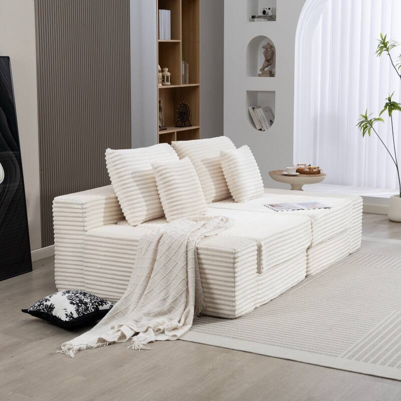 Double Chaise Lounge Sofa, Cloud Plush Sofa Bed, Upholstered Boneless Cloud Sofa Deep Seat, Sleeper Loveseat Chair