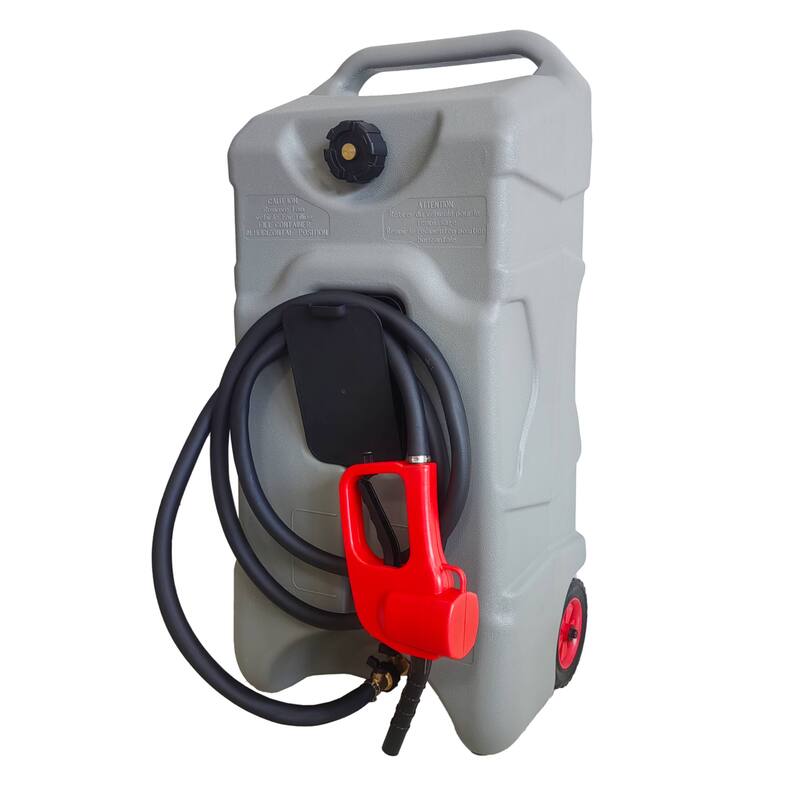 Portable 16 Gallon Gas Can & Fuel Caddy Gas Tank on Wheels - Grey