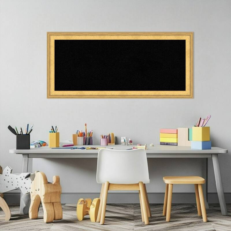 Owen Gold Wood Framed Cork Board - Bulletin Board, Organization Board, Pin Board