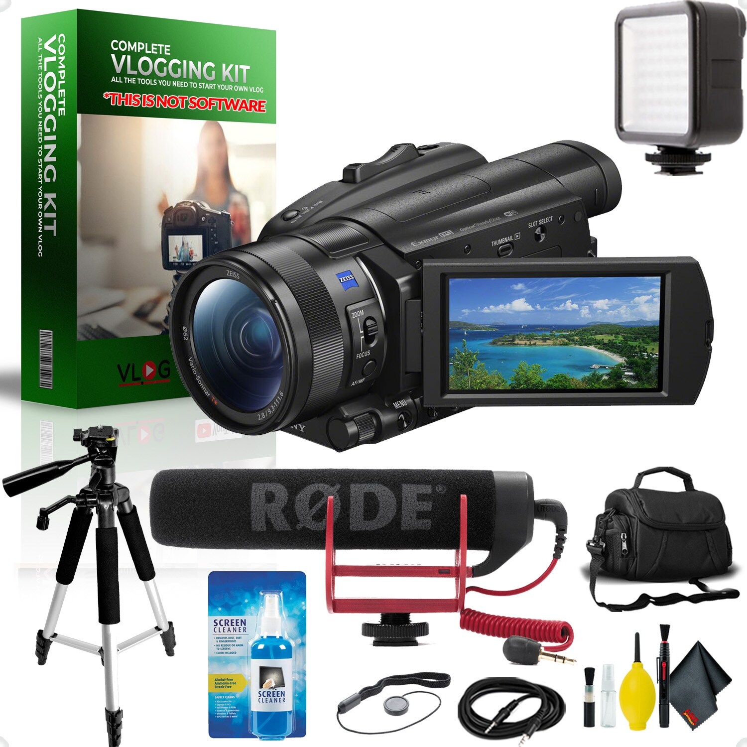 Sony 4K Camcorder International Model Complete Vlogging Equipment Kit