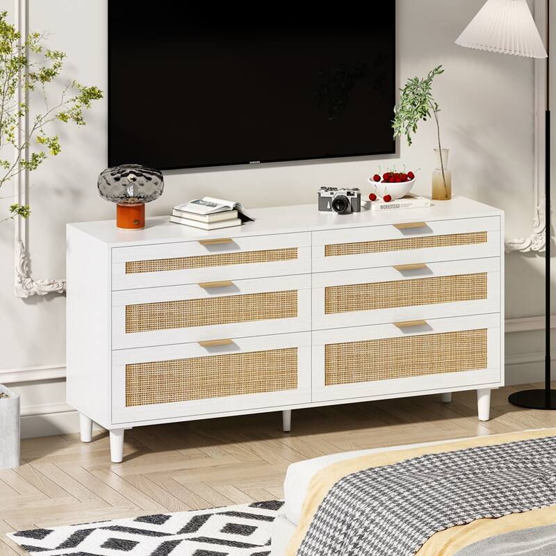 Rattan Dresser with Drawers
