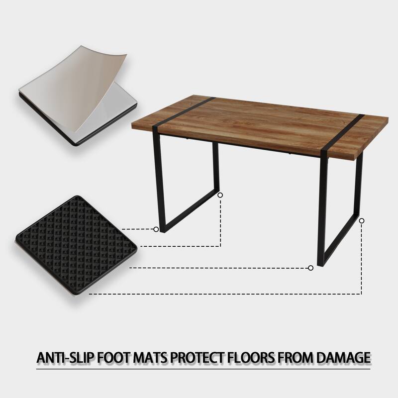 Industrial Dark Brown Green Breakfast Nook Dining Set with Upholstered Chairs, Dining Table Office Table with Metal Legs