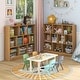 preview thumbnail 3 of 21, 41 inches Wooden Toy Storage Organizer with 10 Cubes for Kids - 47.5" x 9.5" x 41" (L x W x H)