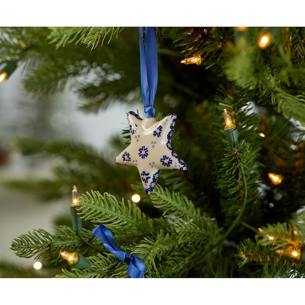 Blue Rose Polish Pottery K076 Manufaktura Star Ornament