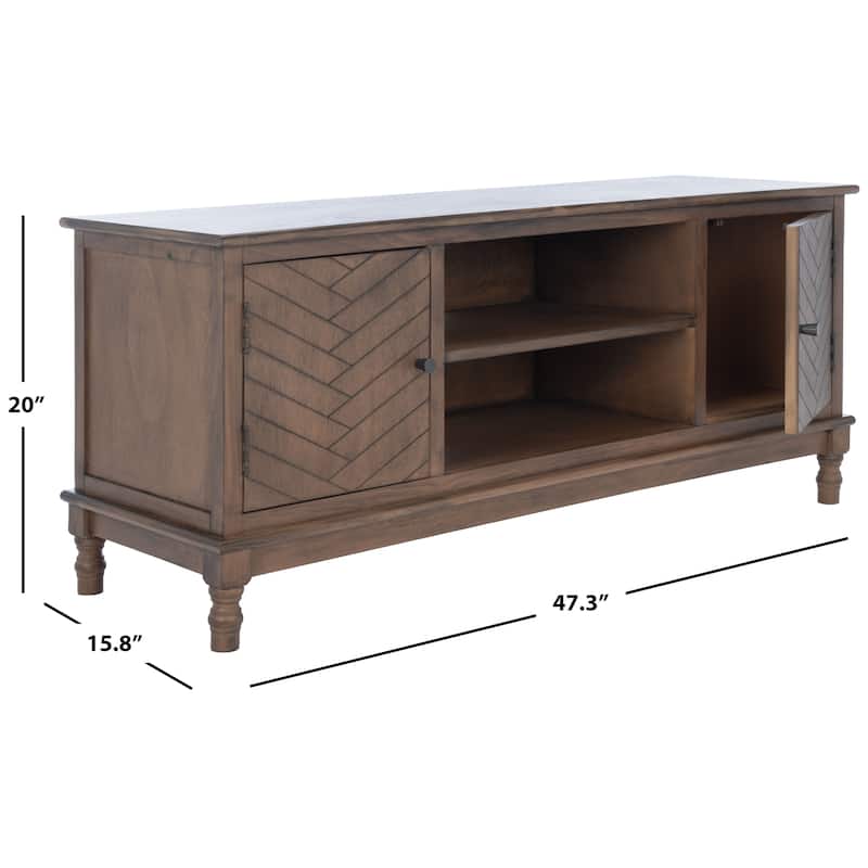 SAFAVIEH Magnolia 2-Door 2-Shelf Storage TV Media Stand - 47.3" W x 15.8" L x 20" H - Brown