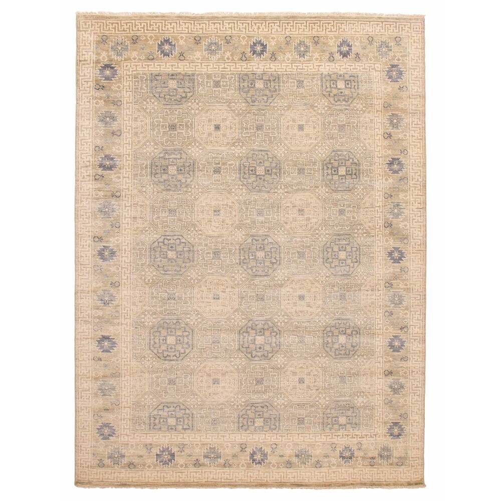 ECARPETGALLERY Hand-knotted Mamluk Khaki Wool Rug - 8'11 x 11'11